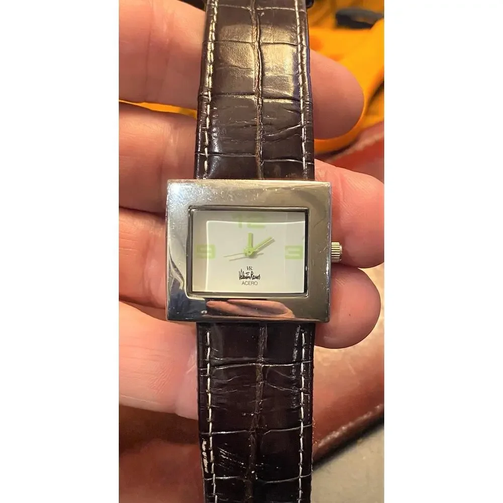 VTG Women's Valentin Ramos Watch, Silver Tone with Light Green Numbers